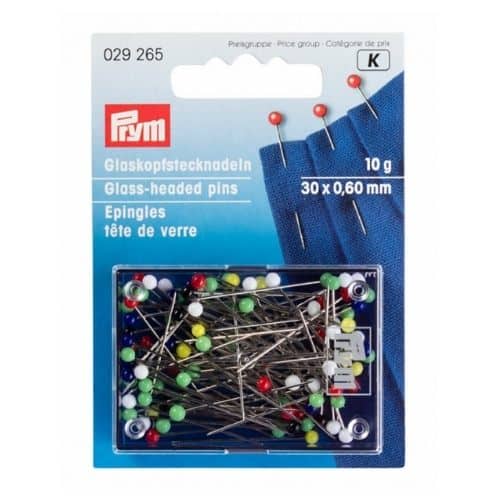 Épingles tête de verre, 0.60 x 30mm, multicolore