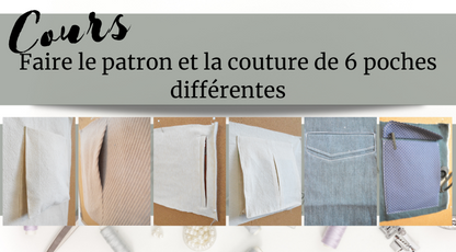 Faire le patron et la couture de 6 poches différentes